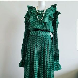 Green ruffles dress